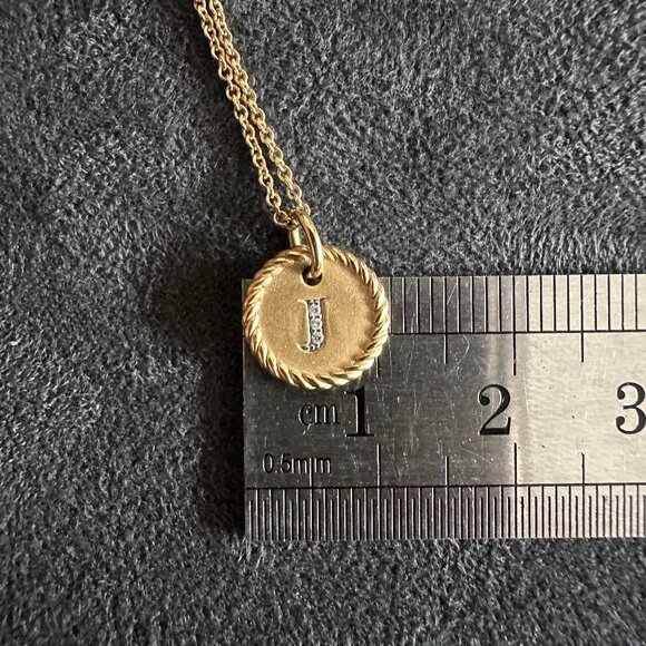 David Yurman Initial "J" Charm Necklace in 18K Yellow Gold & Pavé White Diamonds - Picture 12 of 16